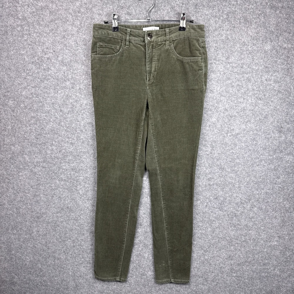 LOFT Curvy High Waist Skinny Corduroy Pants Olive Green Womens Size 26 2 513003